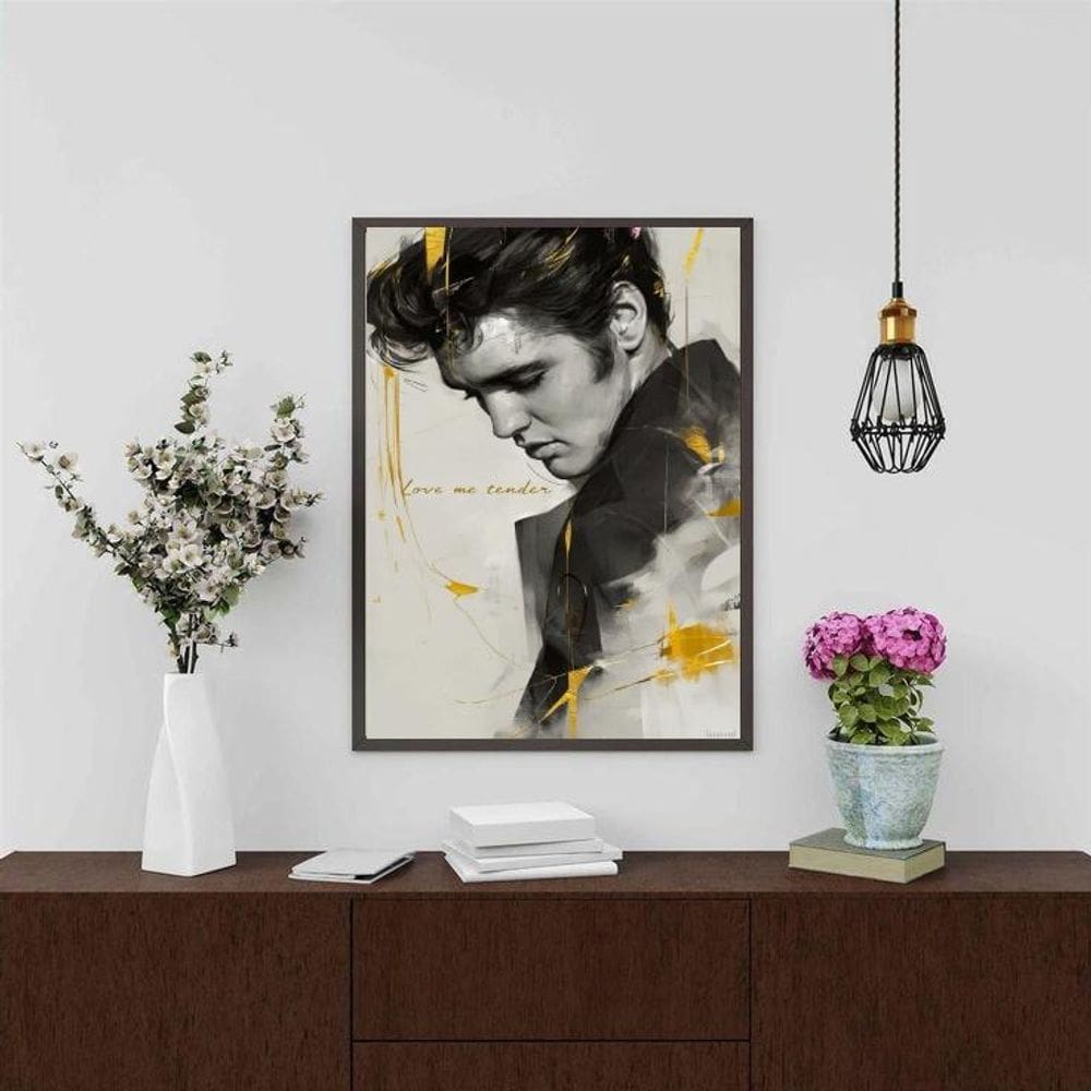 Quadro Elvis Presley - Love Me Tender 45X34Cm - Com Vidro