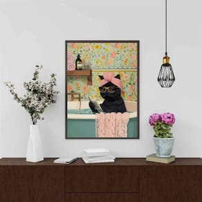 Quadro Divertido Banheiro - Gatinha 33X24Cm