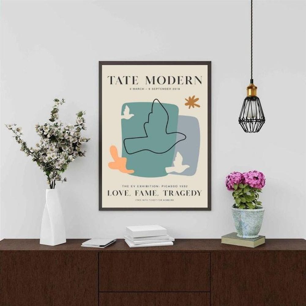 Quadro Poster Arte Picasso - Pássaros 24X18Cm