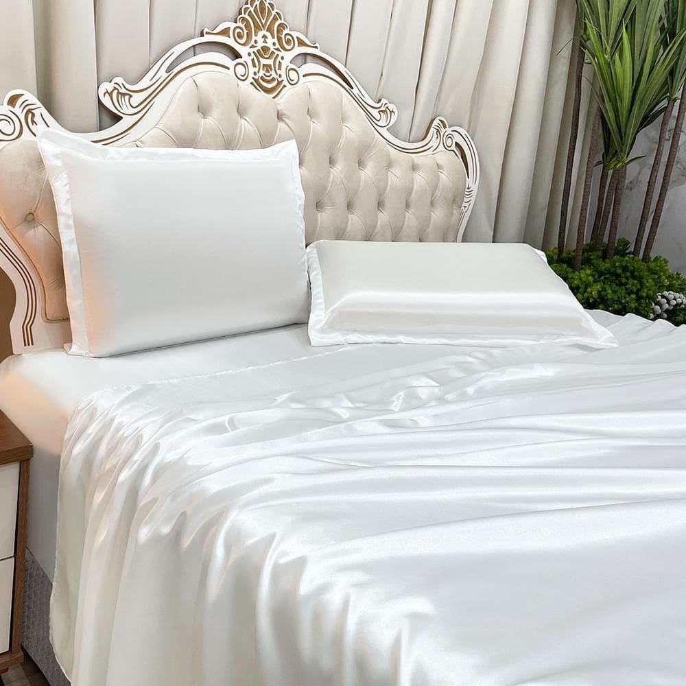 Jogo De Cama Lençol Casal Luxo Charmousse 4 Peças - Branco