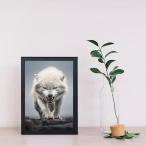 Quadro Arquétipo Lobo Feroz 33X24Cm - Com Vidro