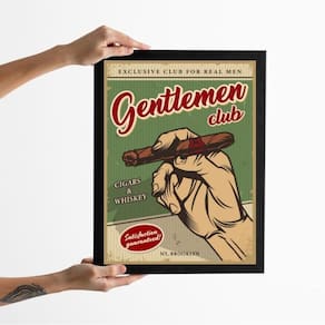 Quadro Vintage Charuto - Gentlemen Club 24X18Cm - Com Vidro