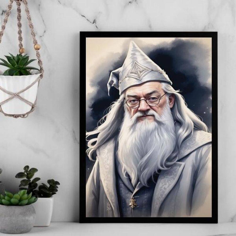 Quadro Decorativo Bruxo Dumbledore 45X34Cm - Com Vidro
