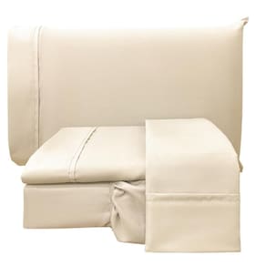 Jogo Cama Lençol King Conforto Percal 300 Fios 4 Peças Palha