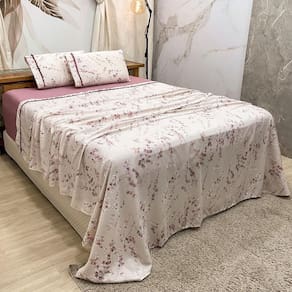 Jogo Cama Lençol King Colonial Percal 300 Fios 4 Peças Nude