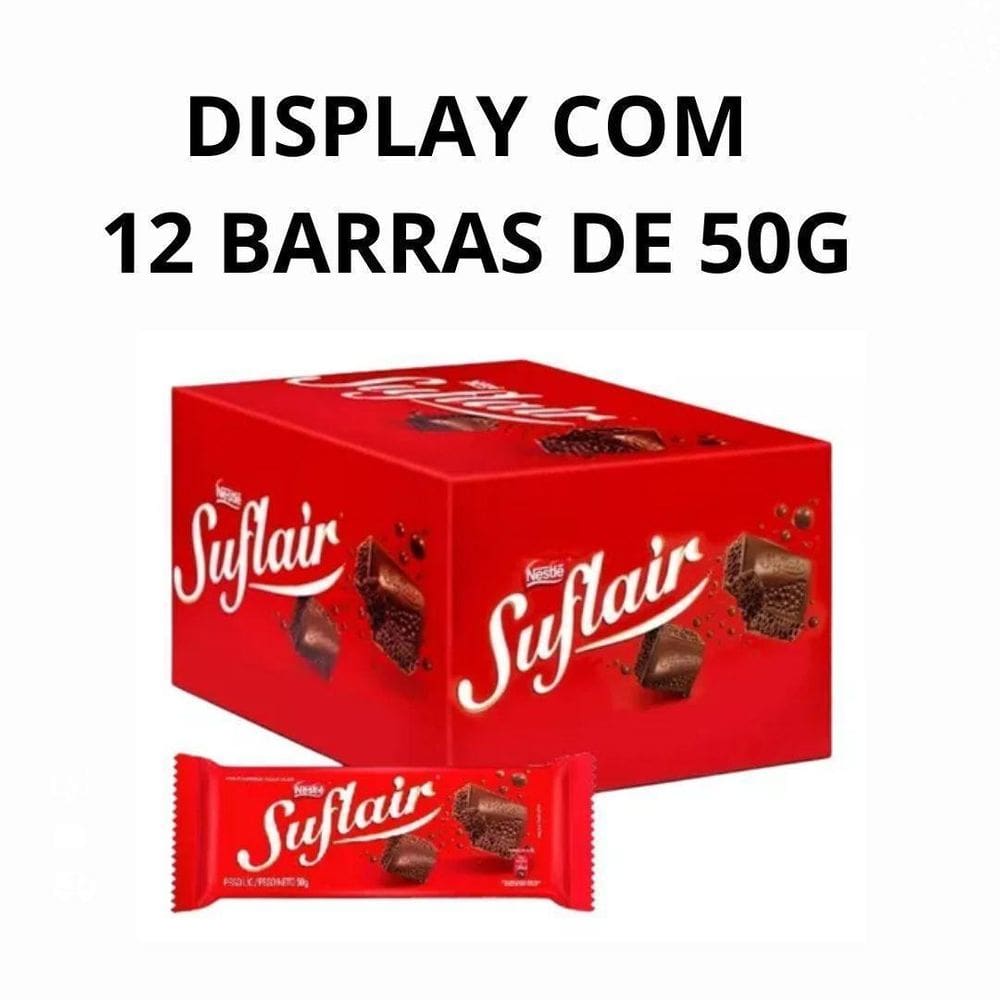 Chocolate Nestlé Suflair Leite Display Com 12 Barras De 50G