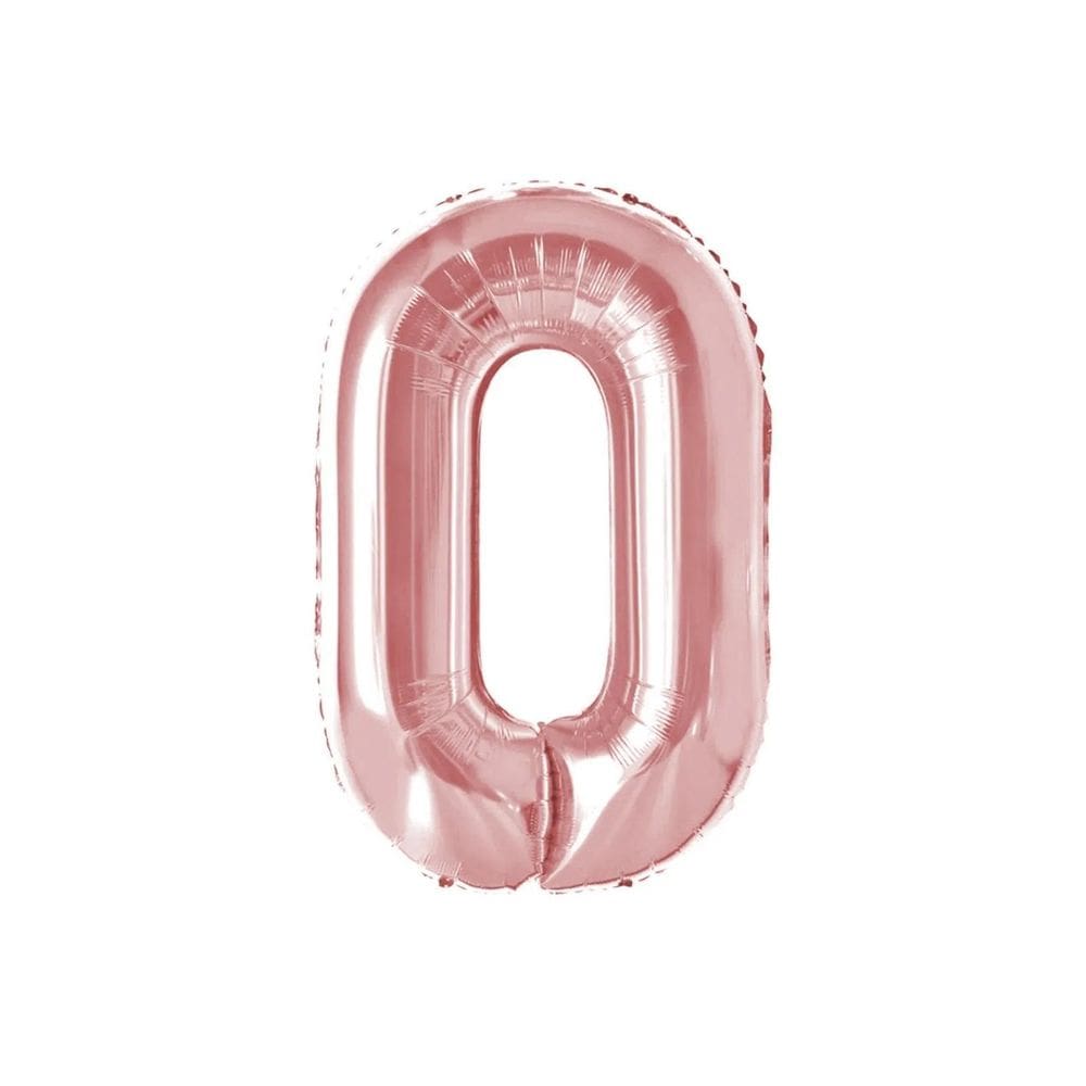 Balão Metalizado Número 0 Rose 35Cm