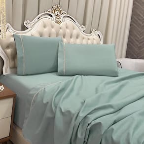 Jogo Cama Lençol King Realce Percal 400 Fios 3 Peças Alecrim