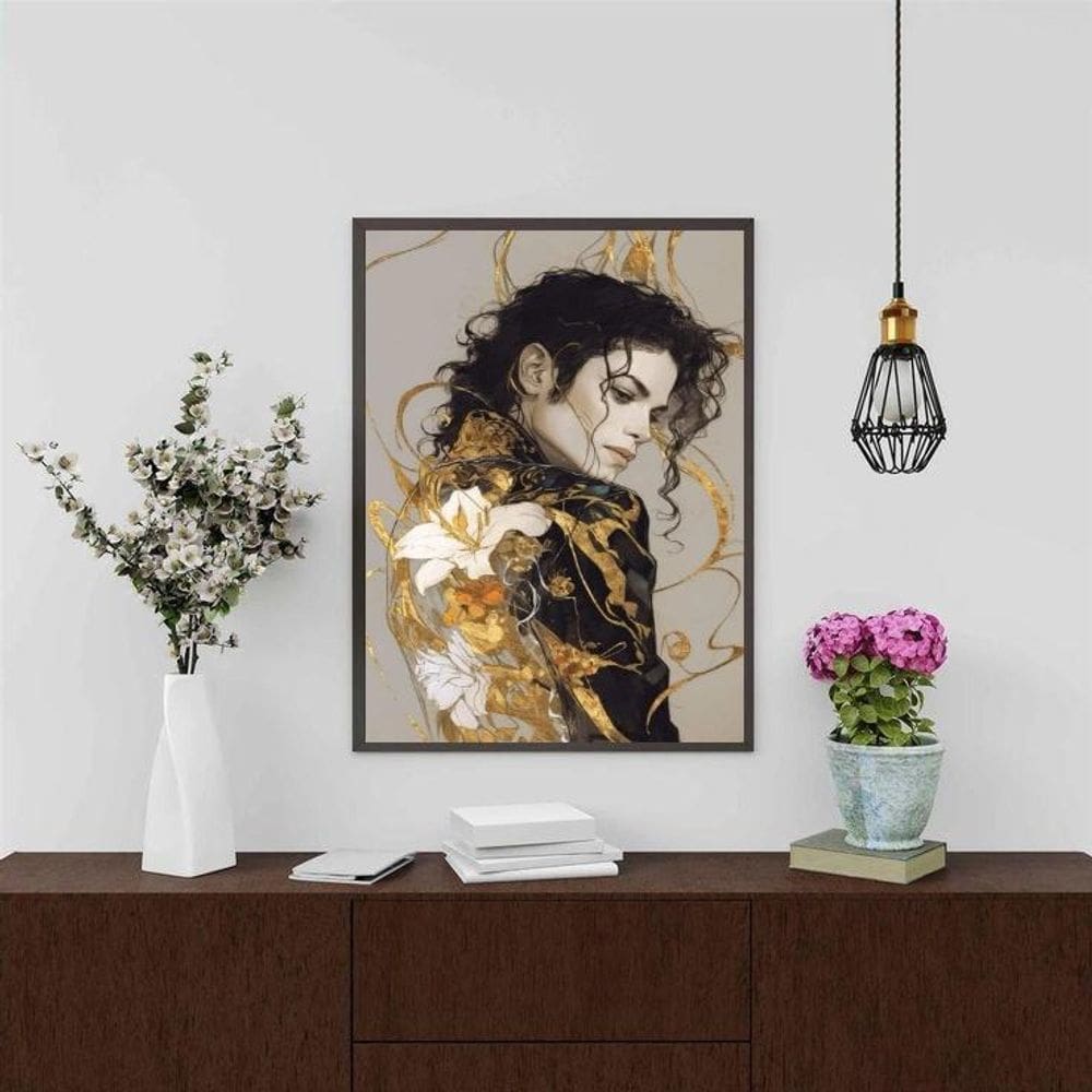 Quadro Decorativo Arte Michael Jackson 45X34Cm - Com Vidro
