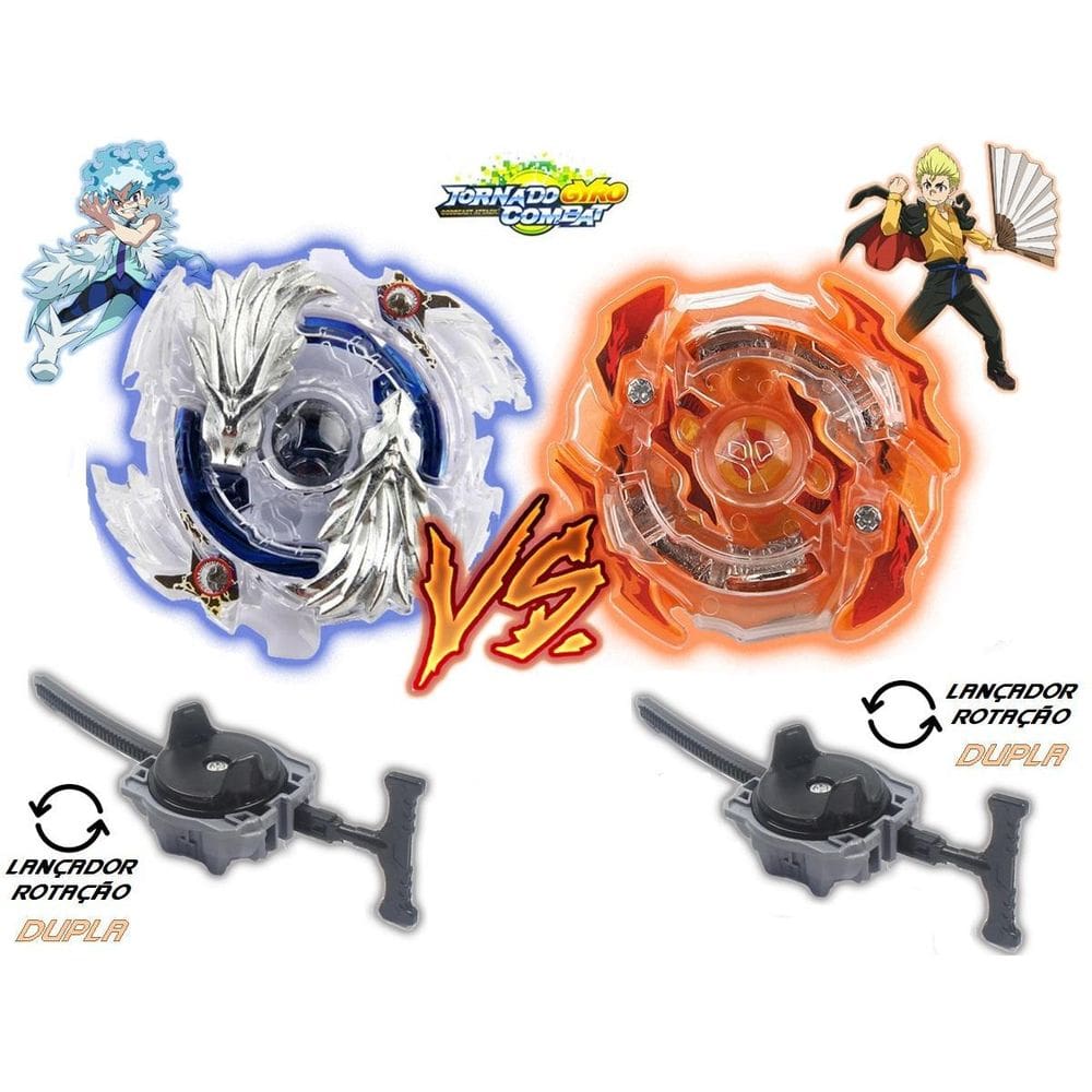 Kit 2 Beyblade Burst Luinor Roktavor 2 Lançador Tornado Gyro