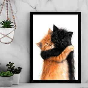 Quadro Decorativo Gatinhos Abraçados 24X18Cm