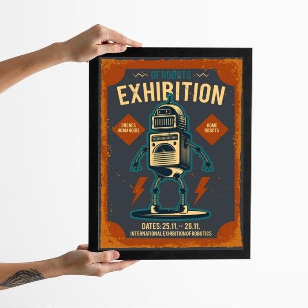 Quadro Decorativo Robô Vintage 33X24Cm