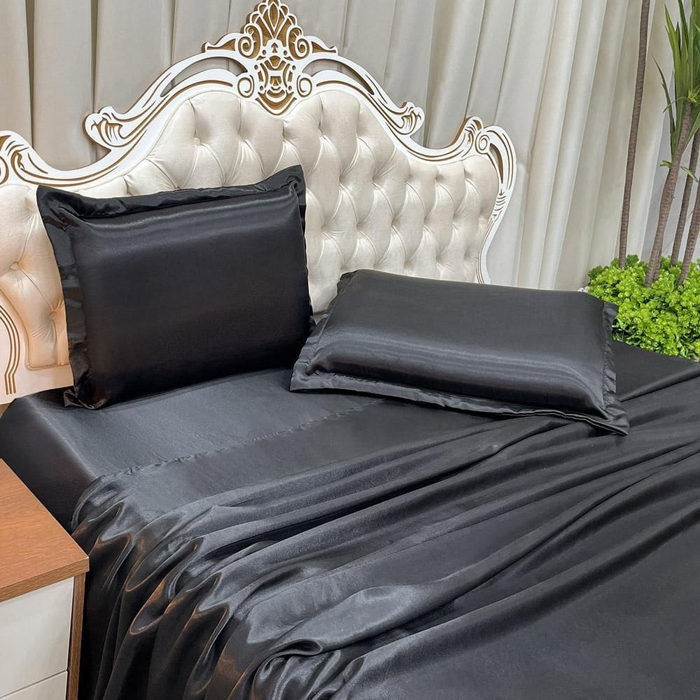 Jogo De Cama Lençol King Luxo Charmousse 4 Peças - Preto