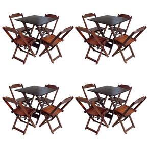 Kit 4 Conjuntos de Mesa com 4 Cadeiras de Madeira Dobravel 70x70 Qualidade Móveis Guara - Imbuia