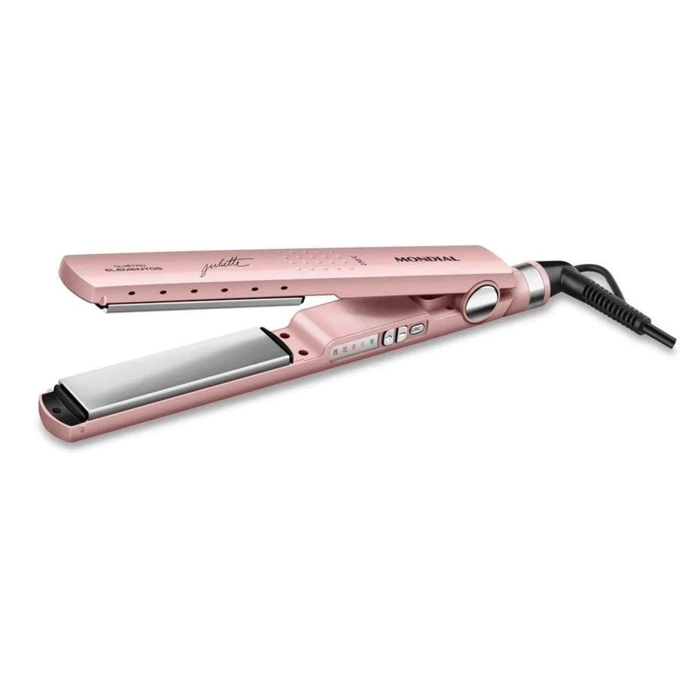 Prancha Alisadora Chapinha Mondial P-JU-01 Cerâmica Titânio Tourmaline Nano Silver 5 Temperaturas Bivolt By Juliette