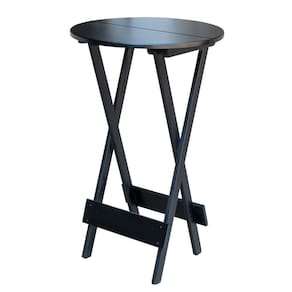 Mesa Bistrô Dobrável de Madeira Maciça - Preto