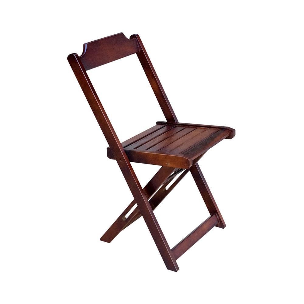 Conjunto de Mesa Dobrável 70x70 em Madeira Maciça com 4 Cadeiras - Imbuia
