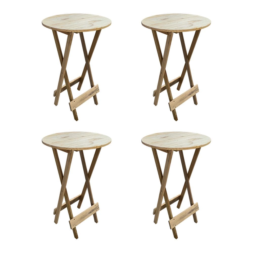 Kit 4 Mesas Bistrô Dobrável em Madeira Padrão - sem Pintura / Crua