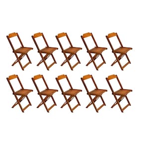 Kit 10 Cadeiras De Madeira Dobravel Caramelo