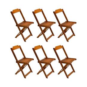 Kit 6 Cadeiras de Madeira Dobravel Caramelo