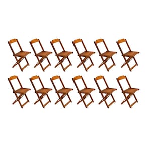 Kit 12 Cadeiras de Madeira Dobravel Caramelo