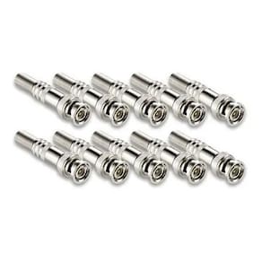 Kit 10 Conector BNC Macho c/ Mola E Parafuso P/ CFTV Camera de Segurança