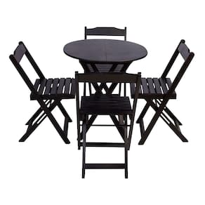 Jogo De Mesa Dobravel Com 4 Cadeiras Tampo Redondo 70x70 Tabaco