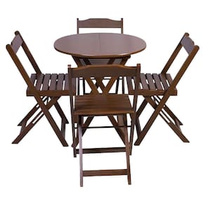Jogo De Mesa Dobravel Com 4 Cadeiras Tampo Redondo 70x70 Imbuia