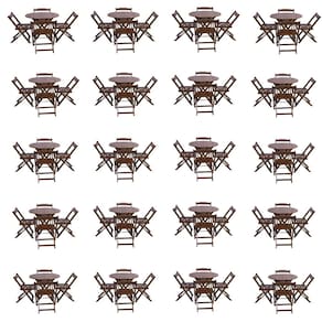 Kit 20 Jogos De Mesa Dobravel Com 4 Cadeiras Tampo Redondo 70x70 Imbuia