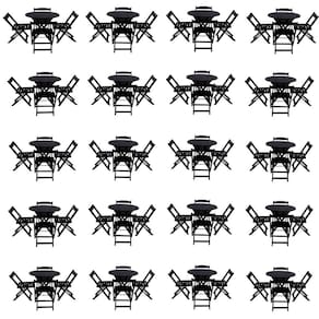 Kit 20 Jogos De Mesa Dobravel Com 4 Cadeiras Tampo Redondo 70x70 Preto