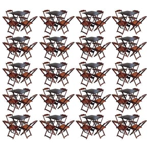 Kit 20 Jogos De Mesa Com 4 Cadeiras De Madeira Dobravel 60x60 Ideal Para Bar E Restaurante - Imbuia