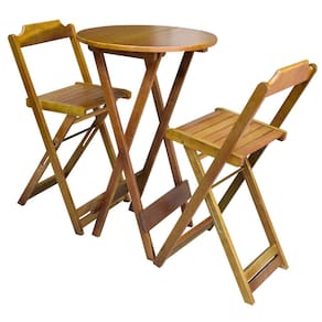 Conjunto De Mesa Bistrô De Madeira Com 2 Cadeiras Dobravel Ideal Para Bar E Restaurante Caramelo