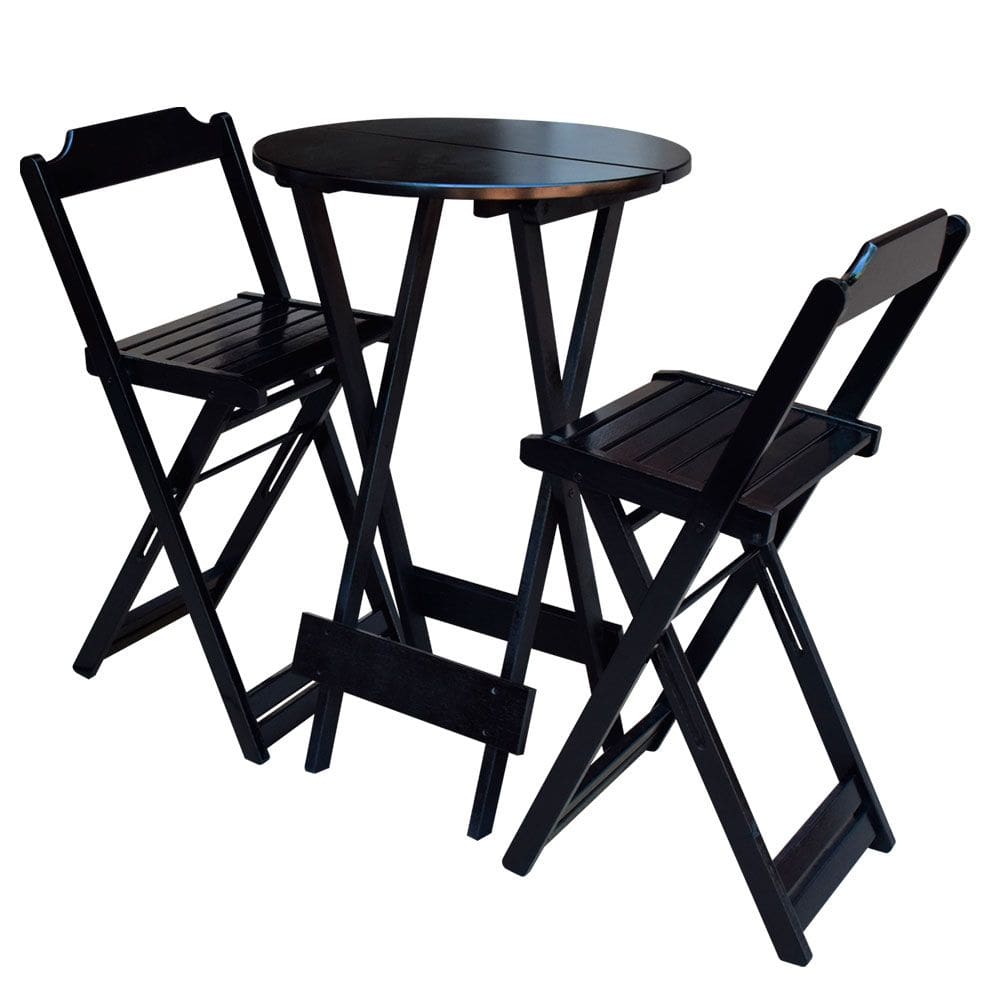 Jogo De Mesa Bistrô De Madeira Com 2 Cadeiras Dobravel Ideal Para Bar E Restaurante Tabaco