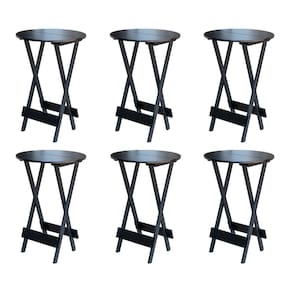 Kit 6 Mesas de Madeira Bistrô Dobravel Ideal para Bar e Restaurante Preto