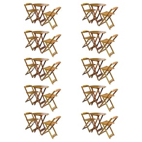 Kit 10 Jogos De Mesa Bistrô De Madeira Com 2 Cadeiras Dobravel Ideal Para Bar E Restaurante Caramelo