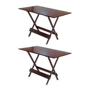 Kit 2 Mesas Dobravel De Madeira 120 X 70 Ideal Para Bar E Restaurante - Imbuia
