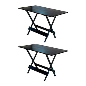 Kit 2 Mesas Dobravel De Madeira 120 X 70 Ideal Para Bar E Restaurante - Preto