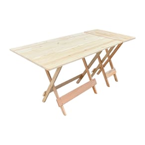 Conjunto de Mesa Dobrável em Madeira Padrão com Mesa Aparador 120x70 - sem Pintura