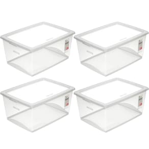 4 Caixas Plásticas 60L Organizadoras com Tampa My Closet Ordene Empilháveis