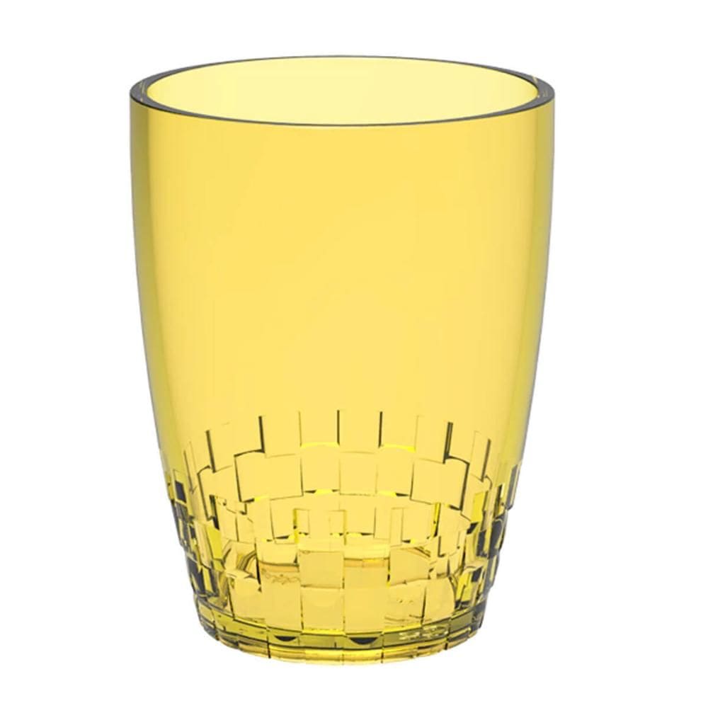 Copo Crippa 300ml Plástico Trama Amarelo Água Suco Refrigerante Escolar Refeitório Lanche