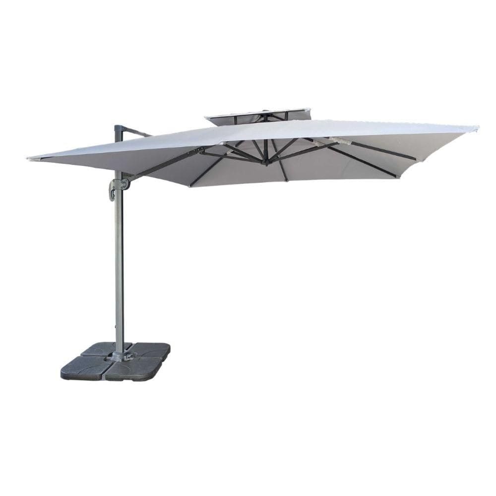Ombrelone Lateral Trancoso Tulum Fratini 300 cm (largura) Aluminio Cinza Capa Poliéster Base Lateral HDPE