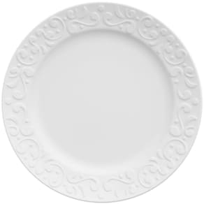 Prato de Sobremesa Porcelana 20,5cm Relevo Tassel Germer Redondo Branco