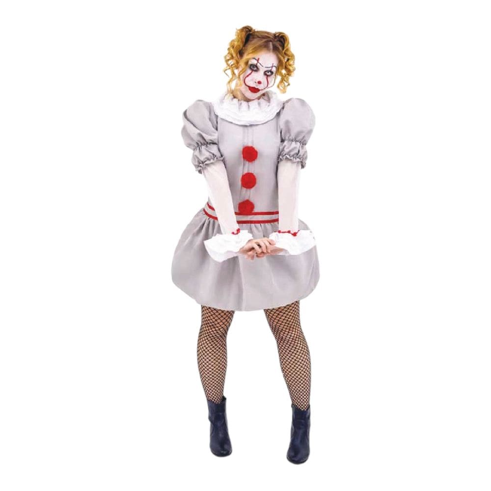 Fantasia Palhaço It Feminino Adulto Cosplay Pennywise Halloween Circo Macabro Palhaça Assassina Halloween Noite Terror