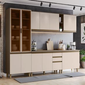 Cozinha Completa 6 Peças 100% Mdf com Cristaleira Connect Duna/Cristal