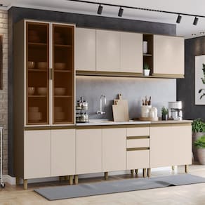 Cozinha Completa 6 Peças 100% Mdf com Cristaleira Connect Duna/Cristal