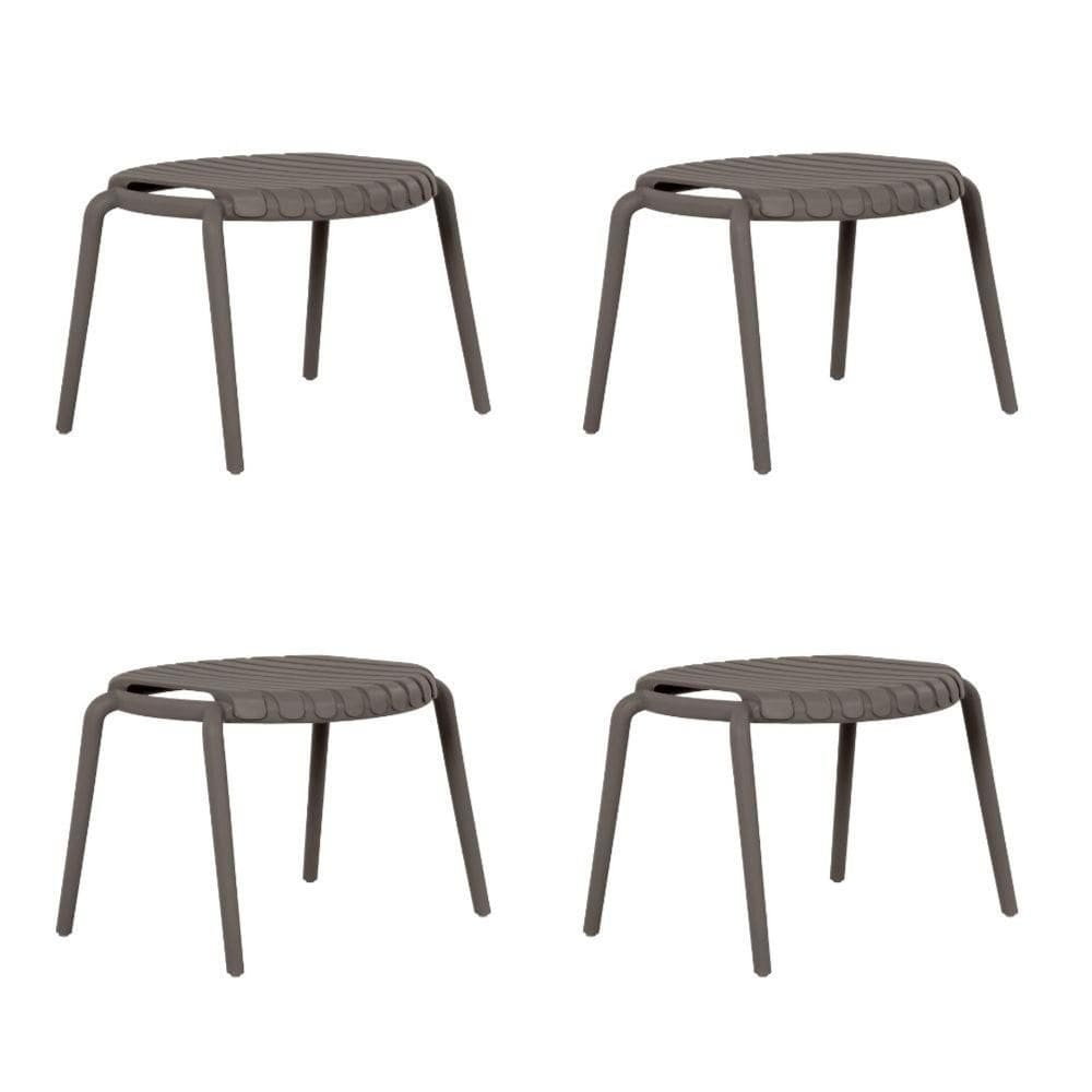 Kit 4 Mesas Centro ou Lateral Redonda Empilhável Cozumel Fratini 50 cm (larg) Polipropileno Cinza