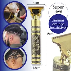 Maquininha Dragão Dourada Para Corte De Cabelo Profissional