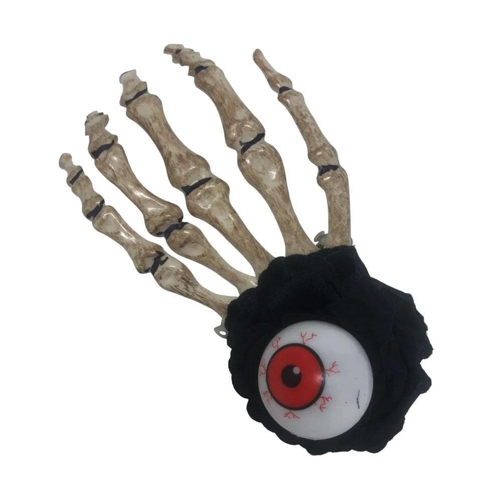 Presilha Para Cabelo Mão Esqueleto Com Olho 1Und Halloween