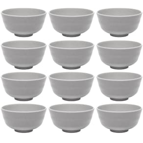 Kit 12 Bowls Tigelas de Melamina 350ml Lyor Sobremesas Sopas Yakisoba Tóquio Granilite Cinza
