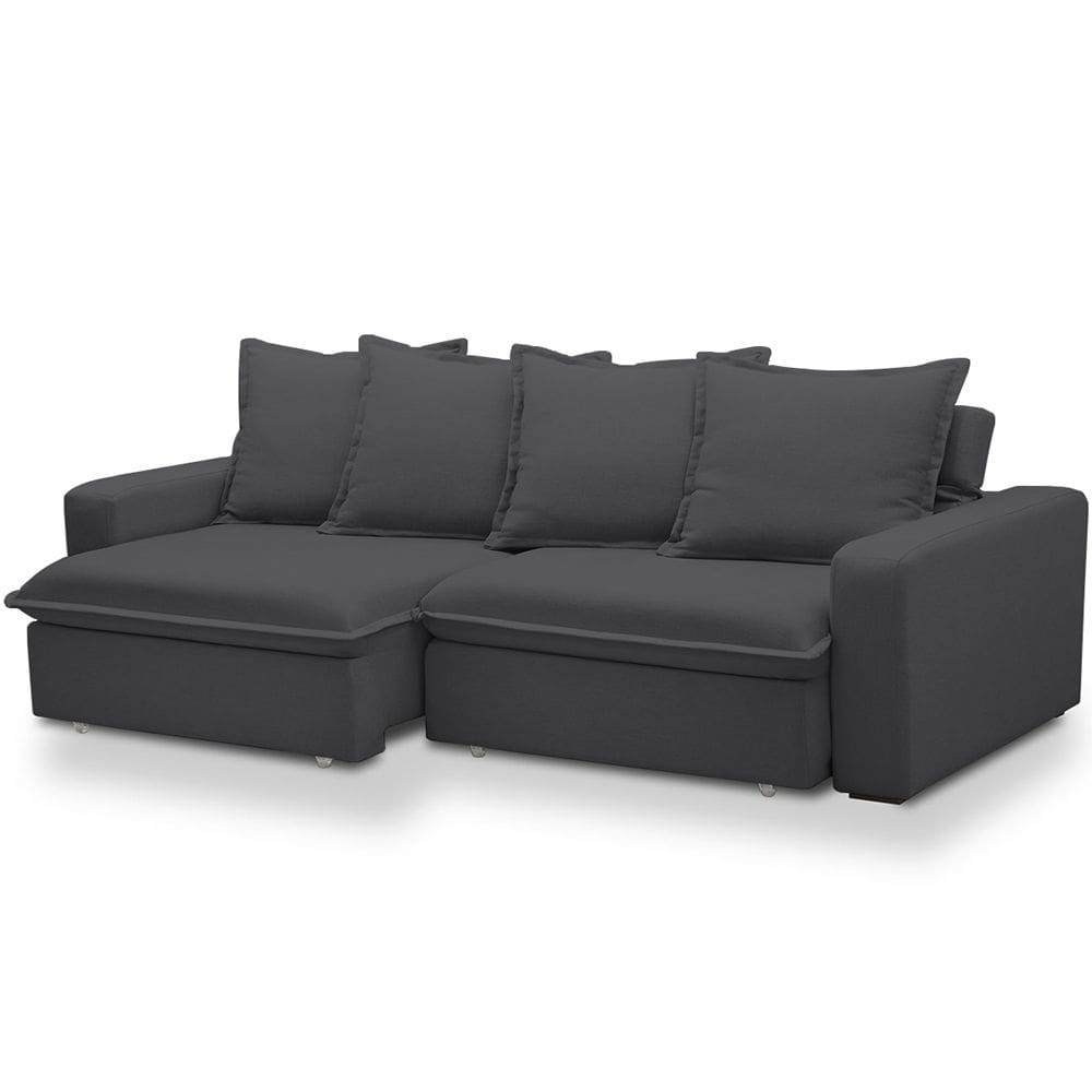 Sofá Retrátil Reclinável Para Sala de Estar Living 235cm Vêneto F04 Bouclê Grafite - Lyam Decor